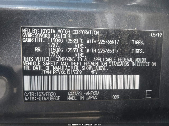Toyota RAV4 LE 2019 JTMH1RFVXKJ013309 Image 9