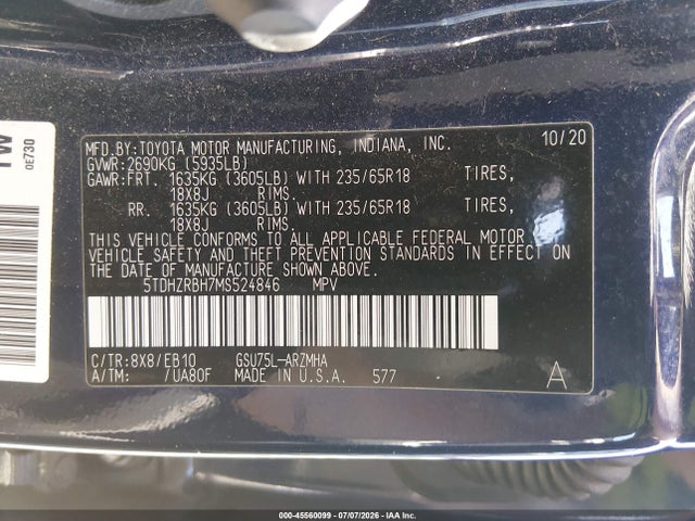 Toyota Highlander Xle 2021 5TDHZRBH7MS524846 Image 9