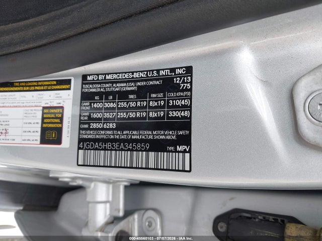 Mercedes-Benz Ml 350 4matic 2014 4JGDA5HB3EA345859 Image 9