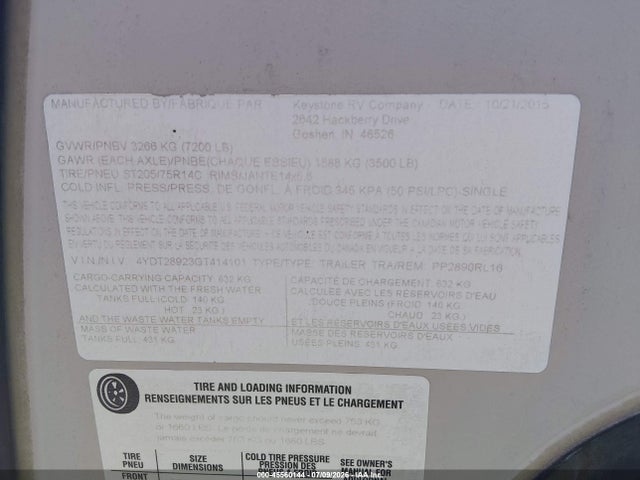 Keystone Passport 2016 FYDT28923GT414101 Image 9