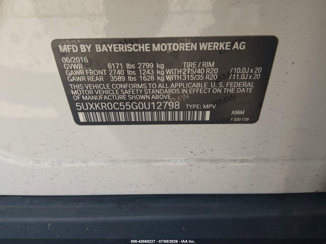 BMW X5 Xdrive35i 2016 5UXKR0C55G0U12798 Image 9
