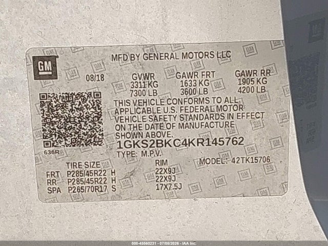 GMC YUKON SLT 2019 1GKS2BKC4KR145762 Image 9
