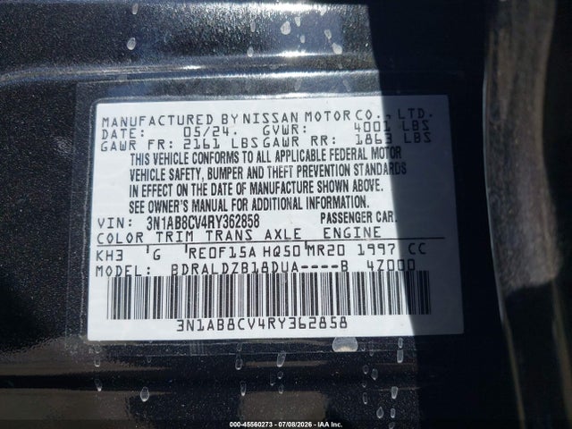 Aukcja sprzedaży 2024 Nissan Sentra Sv Xtronic Cvt, vin: 3N1AB8CV4RY362858, numer aukcji: 45560273