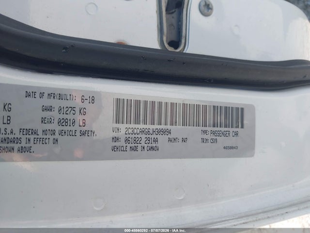 2018 Chrysler 300 Touring Awd მანქანა იყიდება აუქციონზე, vin: 2C3CCARG6JH309094, აუქციონის ნომერი: 45560292