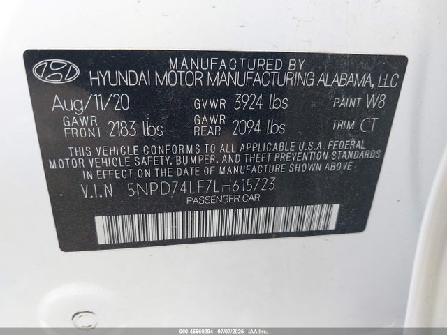 Hyundai ELANTRA SE 2020 5NPD74LF7LH615723 Image 9