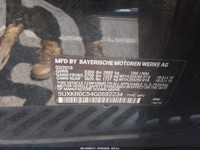 Aukcja sprzedaży 2016 Bmw X5 Xdrive35i, vin: 5UXKR0C54G0S92234, numer aukcji: 45560313
