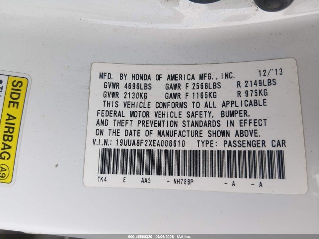 Aukcja sprzedaży 2014 Acura Tl 3.5, vin: 19UUA8F2XEA006610, numer aukcji: 45560320