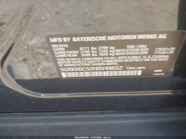 2017 Bmw X5 Xdrive35i მანქანა იყიდება აუქციონზე, vin: 5UXKR0C52H0V49652, აუქციონის ნომერი: 45560336