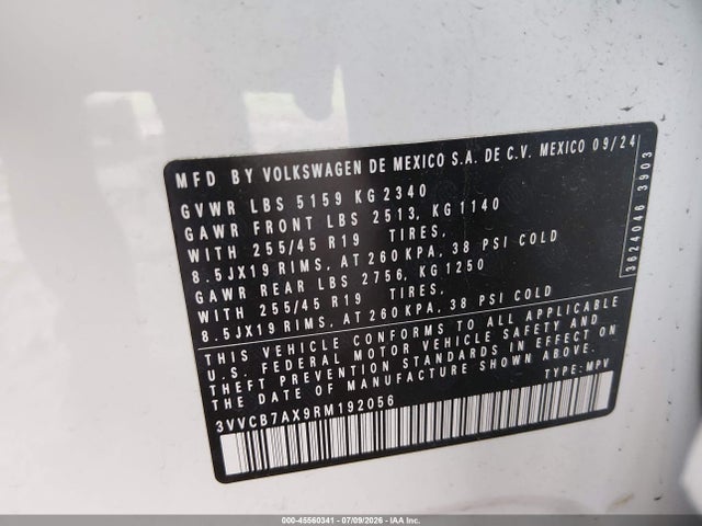 Продаж на аукціоні авто 2024 Volkswagen Tiguan 2.0t Se R-line Black, vin: 3VVCB7AX9RM192056, номер лоту: 45560341