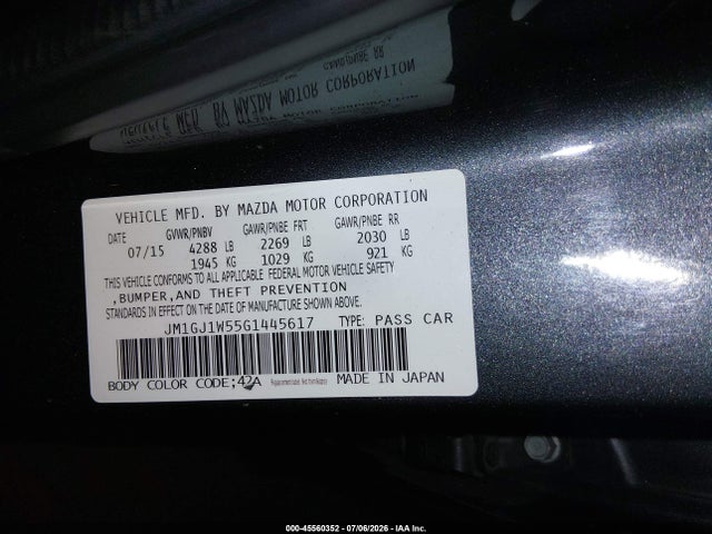 JM1GJ1W55G1445617 Mazda Mazda6 I Grand Touring