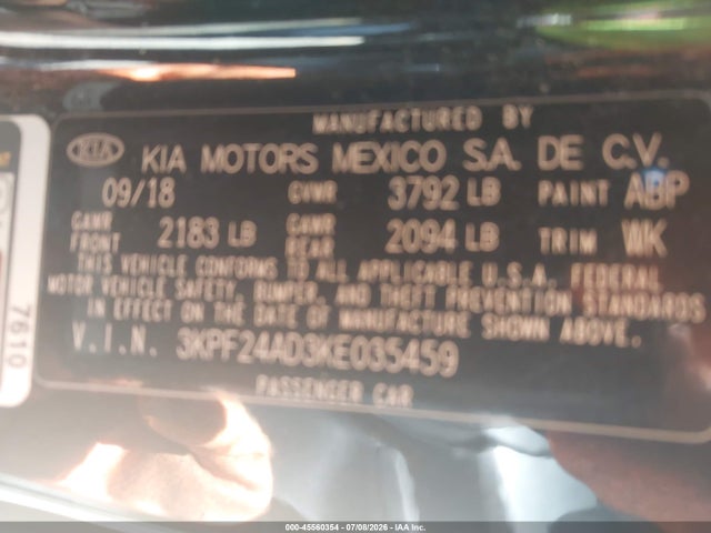 KIA Forte Lxs 2019 3KPF24AD3KE035459 Image 9