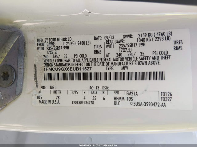 Ford ESCAPE SE 2014 1FMCU9GX6EUB11527 Image 9