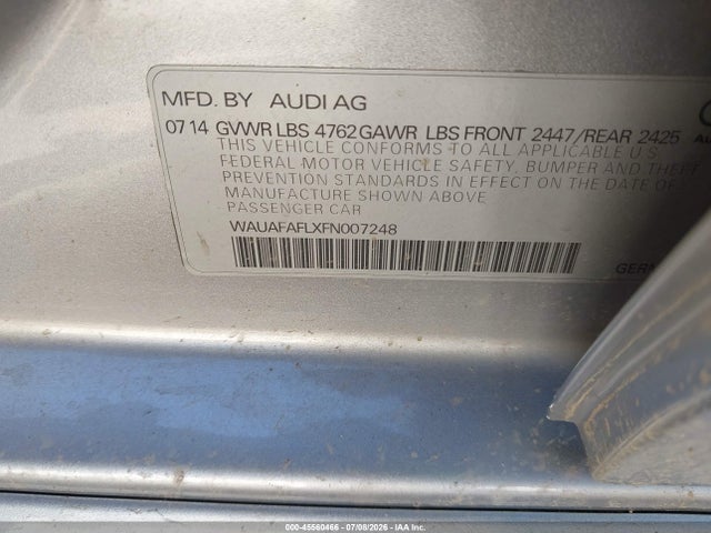 Aukcja sprzedaży 2015 Audi A4 2.0t Premium, vin: WAUAFAFLXFN007248, numer aukcji: 45560466