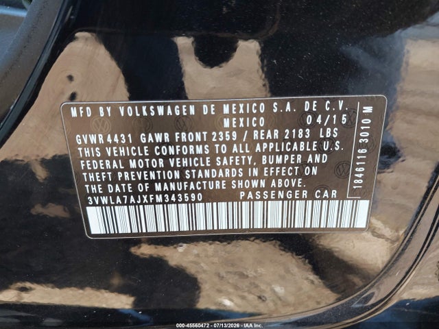 3VWLA7AJXFM343590 Volkswagen Jetta 2.0l Tdi Sel