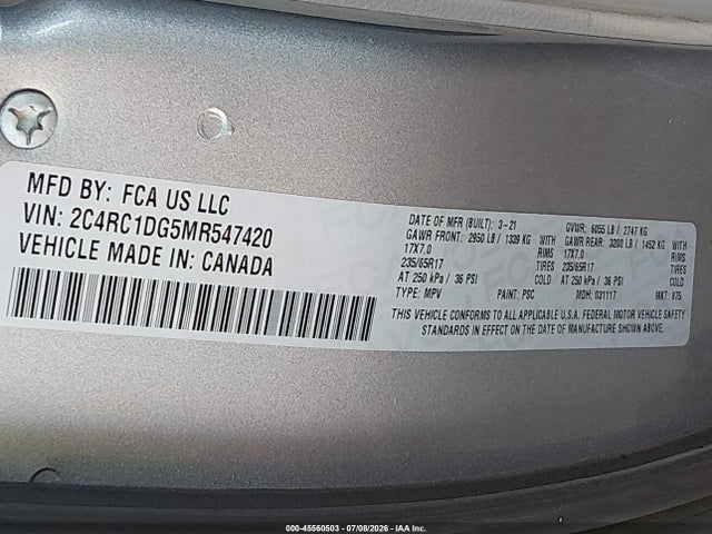 Chrysler Voyager Lxi 2021 2C4RC1DG5MR547420 Image 9