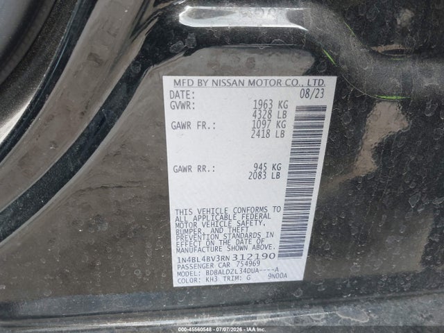 45560548 :رقم المزاد ، 1N4BL4BV3RN312190 vin ، 2024 Nissan Altima S Fwd مزاد بيع
