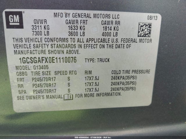 Chevrolet Express 1500 Work Van 2014 1GCSGAFX0E1110076 Image 9