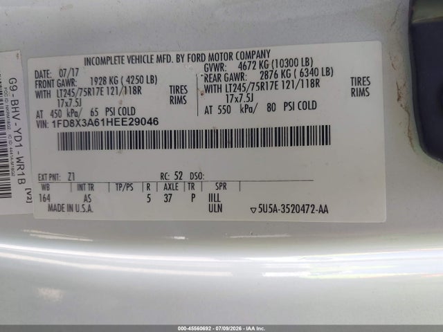 Ford F-350 Xl/xlt 2017 1FD8X3A61HEE29046 Image 9