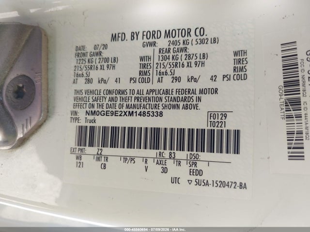 Ford Transit Connect 2021 NM0GE9E2XM1485338 Image 9
