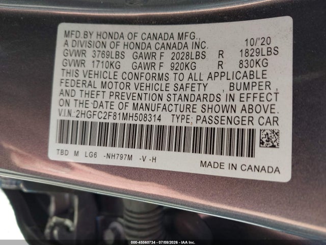Honda Civic Sport 2021 2HGFC2F81MH508314 Image 9