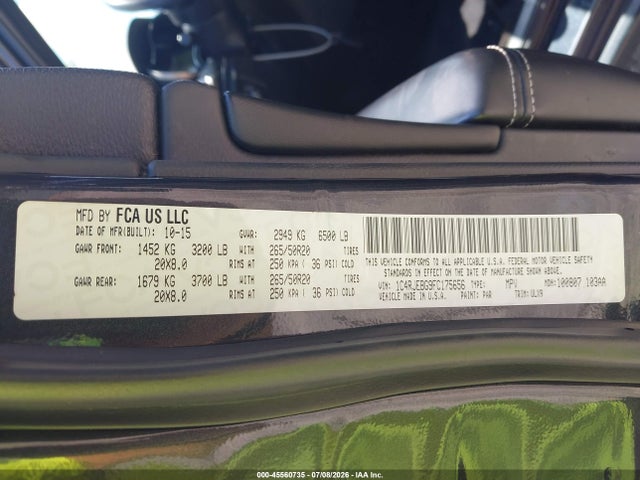 Продажа на аукционе авто 2015 Jeep Grand Cherokee Limited, vin: 1C4RJEBG9FC175656, номер лота: 45560735