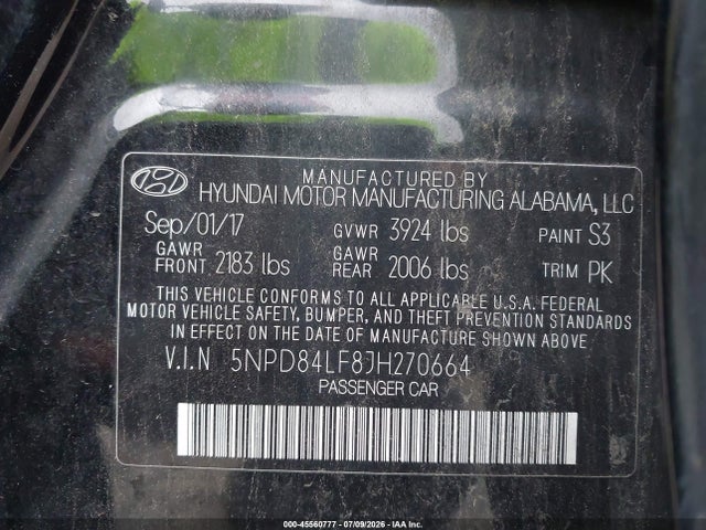 Hyundai ELANTRA SEL 2018 5NPD84LF8JH270664 Image 9