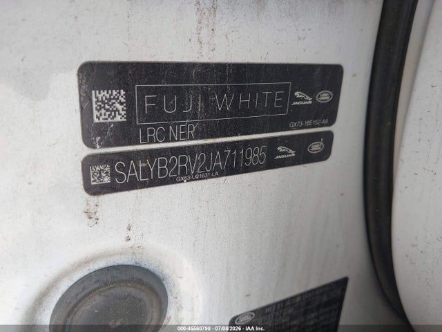 45560798 :رقم المزاد ، SALYB2RV2JA711985 vin ، 2018 Land Rover Range Rover Velar P380 S مزاد بيع