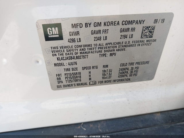 Продаж на аукціоні авто 2020 Buick Encore Fwd Preferred, vin: KL4CJASB4LB027977, номер лоту: 45560821