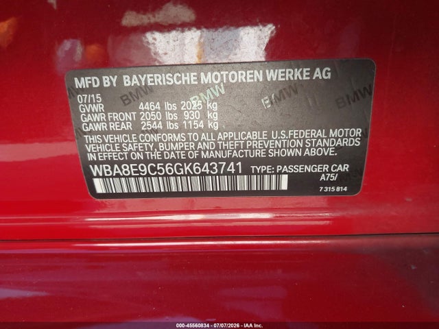 BMW 328I 2016 WBA8E9C56GK643741 Image 9