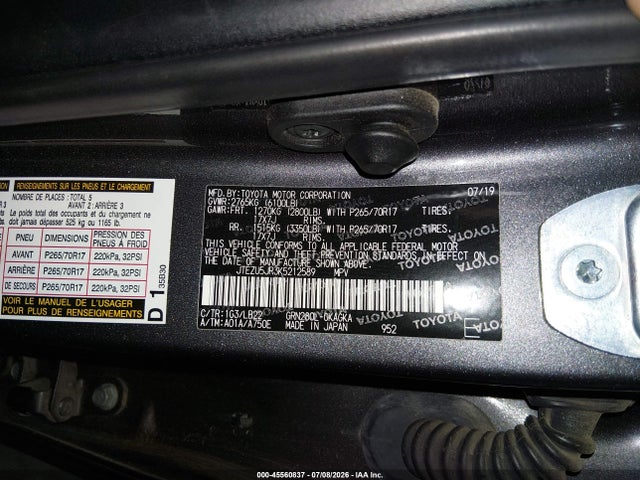 JTEZU5JR3K5212589 Toyota 4runner Sr5 Premium