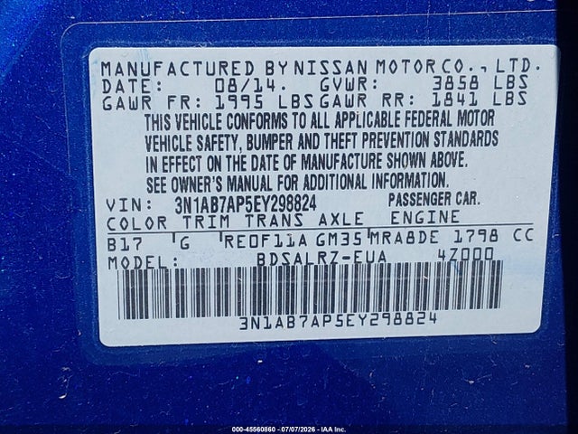 Nissan SENTRA SR 2014 3N1AB7AP5EY298824 Image 9