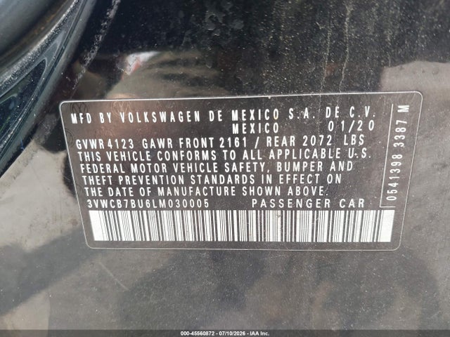 Продажа на аукционе авто 2020 Volkswagen Jetta 1.4t R-line/1.4t S/1.4t Se, vin: 3VWCB7BU6LM030005, номер лота: 45560872