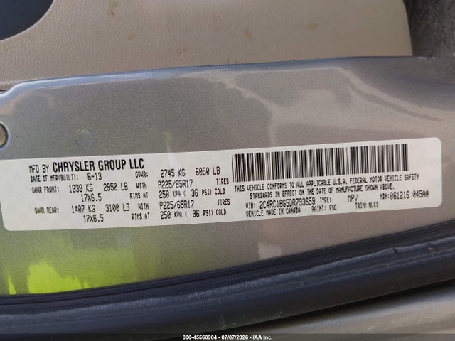 Aukcja sprzedaży 2013 Chrysler Town & Country Touring, vin: 2C4RC1BG5DR793659, numer aukcji: 45560904
