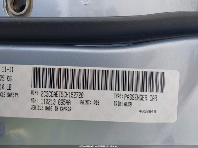 45560931 :رقم المزاد ، 2C3CCAET5CH152728 vin ، 2012 Chrysler 300c مزاد بيع