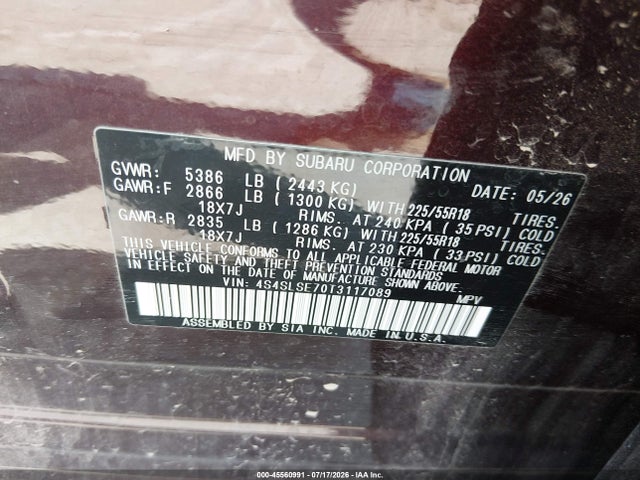 45560991 :رقم المزاد ، 4S4SLSE70T3117089 vin ، 2026 Subaru Forester Premium مزاد بيع