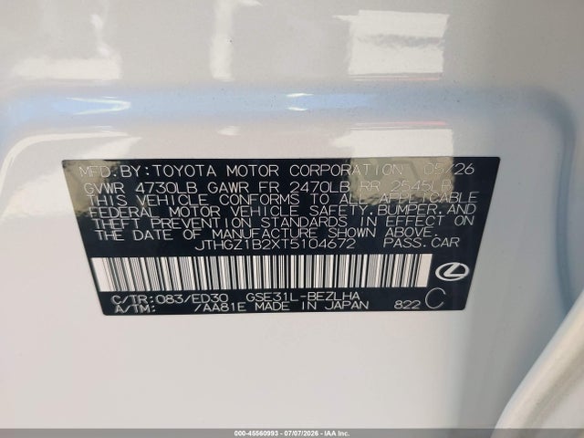 JTHGZ1B2XT5104672 Lexus Is 350 F Sport