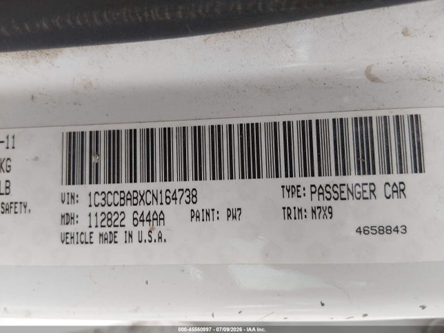 Aukcja sprzedaży 2012 Chrysler 200 Lx, vin: 1C3CCBABXCN164738, numer aukcji: 45560997