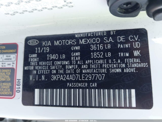 Продажа на аукционе авто 2020 Kia Rio Lx, vin: 3KPA24AD7LE297707, номер лота: 45560999