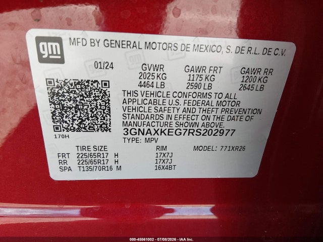 3GNAXKEG7RS202977 Chevrolet Equinox Fwd Lt