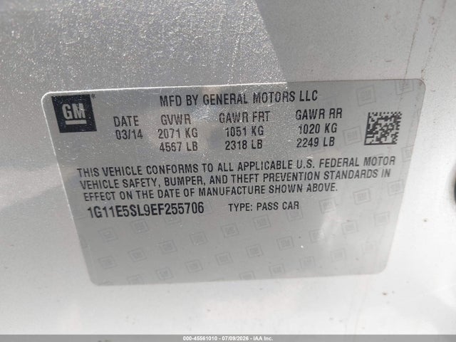1G11E5SL9EF255706 Chevrolet MALIBU 2LT