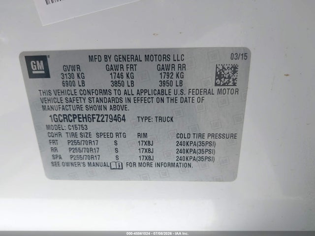 1GCRCPEH6FZ279464 Chevrolet Silverado 1500 Work Truck