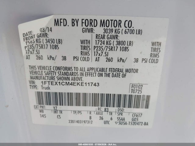 1FTEX1CM4EKE11743 Ford F-150 Stx/xl/xlt