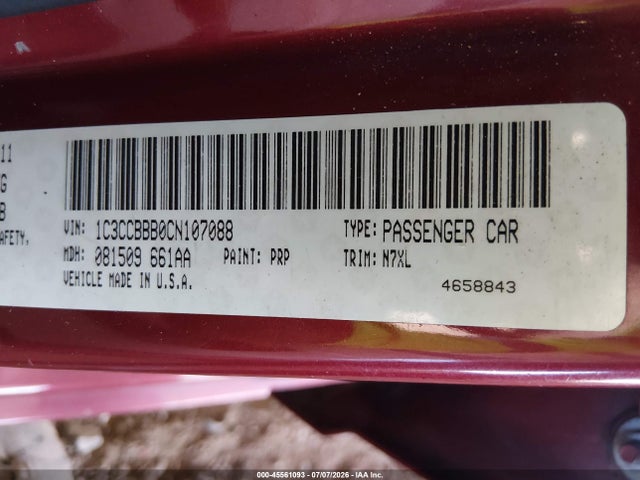 Продаж на аукціоні авто 2012 Chrysler 200 Touring, vin: 1C3CCBBB0CN107088, номер лоту: 45561093