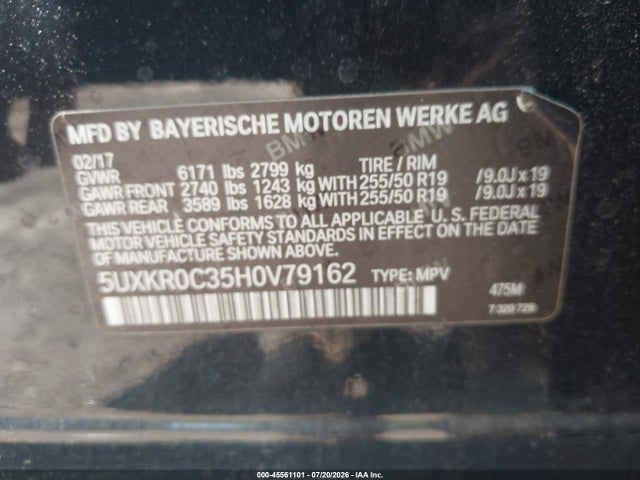 Aukcja sprzedaży 2017 Bmw X5 Xdrive35i, vin: 5UXKR0C35H0V79162, numer aukcji: 45561101