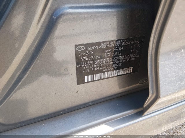 Продаж на аукціоні авто 2019 Hyundai Sonata Se, vin: 5NPE24AF7KH801959, номер лоту: 45561166