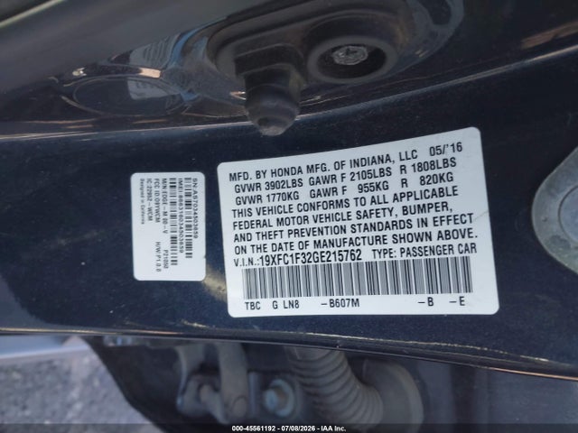 Honda Civic Ex-t 2016 19XFC1F32GE215762 Image 9