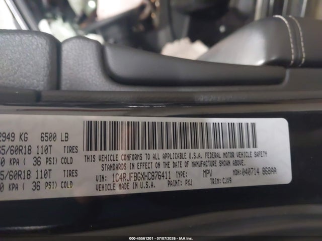 Продаж на аукціоні авто 2017 Jeep Grand Cherokee Limited, vin: 1C4RJFBGXHC876411, номер лоту: 45561201