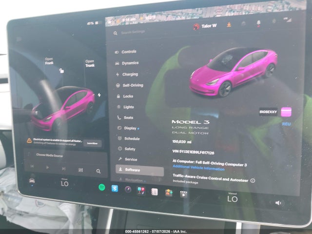 Продаж на аукціоні авто 2020 Tesla Model 3 Long Range Dual Motor All-wheel Drive, vin: 5YJ3E1EB9LF617126, номер лоту: 45561262