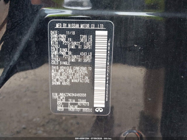 Продаж на аукціоні авто 2019 Infiniti Qx80 Luxe, vin: JN8AZ2NC5K9460556, номер лоту: 45561294