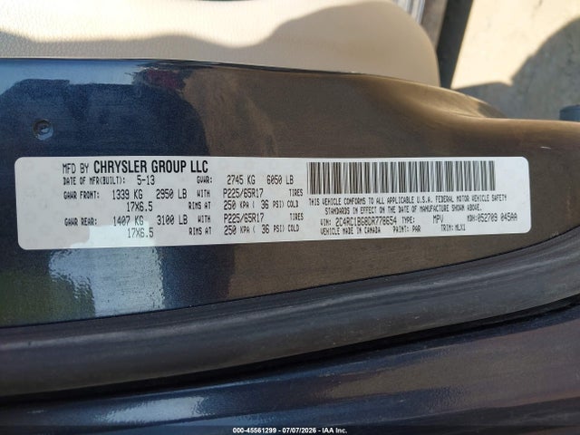 45561299 :رقم المزاد ، 2C4RC1BG8DR778654 vin ، 2013 Chrysler Town & Country Touring مزاد بيع